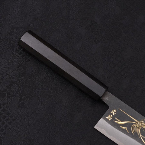 Bunka Blue steel #2 Kurouchi Chokin Nami-Fuji Manche en Buffle et Ébène 175mm-[Musashi]-[Couteaux de cuisine japonais]