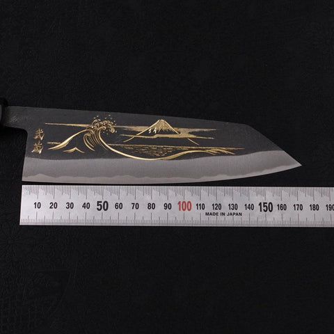 Bunka Blue steel #2 Kurouchi Chokin Nami-Fuji Manche en Buffle et Ébène 175mm-[Musashi]-[Couteaux de cuisine japonais]