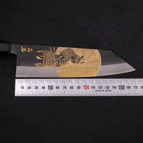 Bunka Blue steel #2 Kurouchi Chokin Samourai Pleine Lune Manche en Buffle et Ébène 175mm-[Musashi]-[Couteaux de cuisine japonais]
