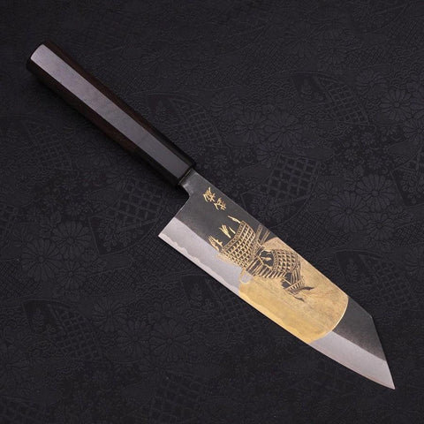 Bunka Blue steel #2 Kurouchi Chokin Samourai Pleine Lune Manche en Buffle et Ébène 175mm-[Musashi]-[Couteaux de cuisine japonais]