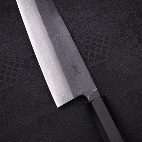 Bunka Blue Steel #2 Kurouchi Damas Manche en Buffle et Ébène 180mm-[Musashi]-[Couteaux de cuisine japonais]