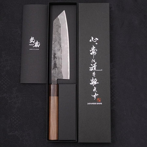Bunka Blue steel #2 Revêtement Inox Kurouchi Manche en Noyer et Bois de Rose 180mm-[Musashi]-[Couteaux de cuisine japonais]