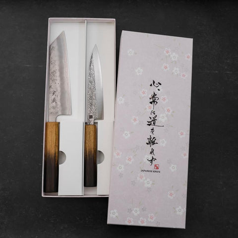 Bunka & Kaisaki Silver Steel #3 VG-10 Nashiji Yaki Urushi Handle Sakura set-[Musashi]-[Couteaux de cuisine japonais]