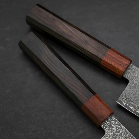Nakiri & Santoku VG-10 Damascus Shitan Ebony Handle Sakura Set