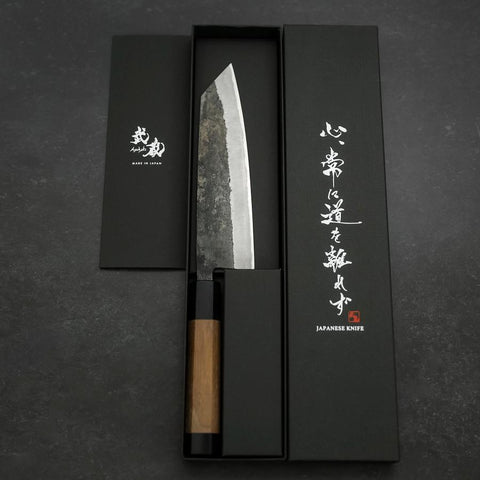 Bunka Revêtement Inox Blue Steel #2 Kurouchi Manche en Noyer 180mm-[Musashi]-[Couteaux de cuisine japonais]