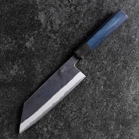 Bunka Revêtement inox Blue Steel #2 Kurouchi Manche Urushi Bleu 170mm-[Musashi]-[Couteaux de cuisine japonais]