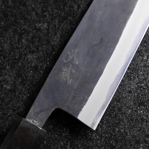 Bunka Revêtement inox Blue Steel #2 Kurouchi Manche Urushi Bleu 170mm-[Musashi]-[Couteaux de cuisine japonais]