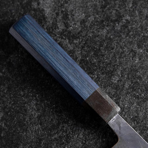Bunka Revêtement inox Blue Steel #2 Kurouchi Manche Urushi Bleu 170mm-[Musashi]-[Couteaux de cuisine japonais]