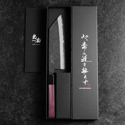 Bunka Revêtement inox Blue Steel #2 Kurouchi Manche Urushi Pourpre 170mm-[Musashi]-[Couteaux de cuisine japonais]