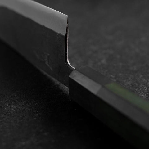 Bunka Revêtement inox Blue Steel #2 Kurouchi Manche Urushi Vert 170mm-[Musashi]-[Couteaux de cuisine japonais]