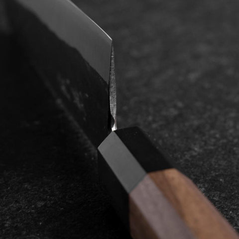 Bunka Revêtement inox Blue Steel #2 Kurouchi Manche en Noyer 165mm-[Musashi]-[Couteaux de cuisine japonais]