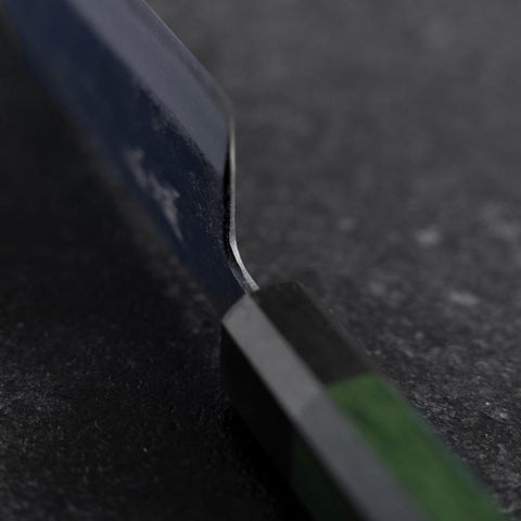 Bunka Revêtement inox Blue Super Kurouchi Manche Urushi Vert 170mm-[Musashi]-[Couteaux de cuisine japonais]