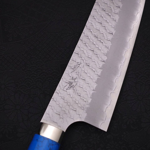 Bunka SG-2 Tsuchime Manche bleu Turquoise 170mm-[Musashi]-[Couteaux de cuisine japonais]