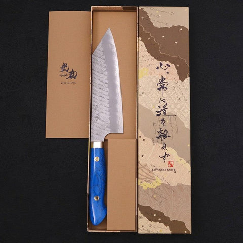 Bunka SG-2 Tsuchime Manche en Turquoise Bleu 170mm-[Musashi]-[Couteaux de cuisine japonais]