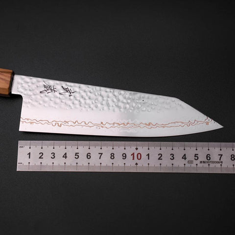 Bunka SLD Damas coloré Tsuchime au Nickel Manche en Olivier 170mm Édition limitée-[Musashi]-[Couteaux de cuisine japonais]