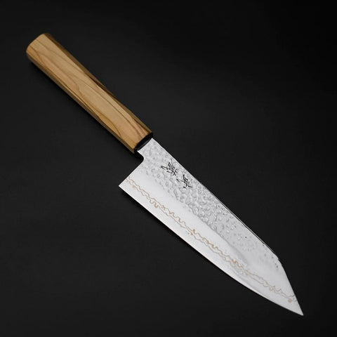 Bunka SLD Damas coloré Tsuchime au Nickel Manche en Olivier 170mm Édition limitée-[Musashi]-[Couteaux de cuisine japonais]