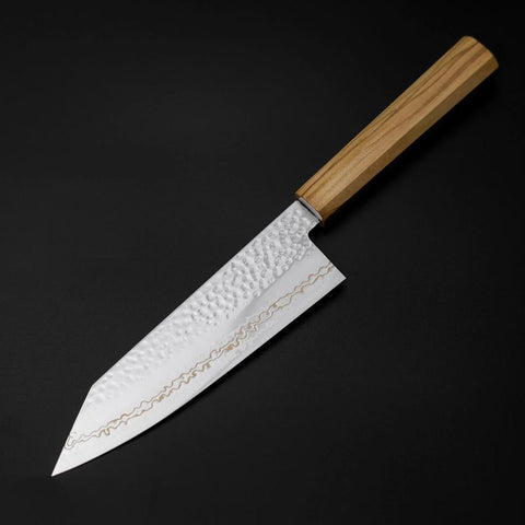 Bunka SLD Damas coloré Tsuchime au nickel Manche en Olivier 170mm Édition limitée-[Musashi]-[Couteaux de cuisine japonais]