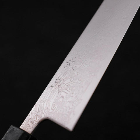 Bunka SLD Nickel en Vagues Damas Manche Ishime Noir 170mm-[Musashi]-[Couteaux de cuisine japonais]