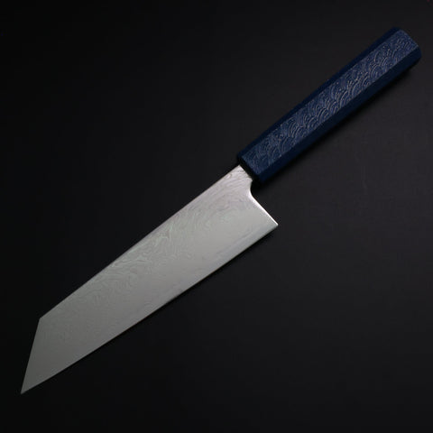 Bunka SLD Nickel en Vagues Damas Manche Urushi Bleu 170mm-[Musashi]-[Couteaux de cuisine japonais]