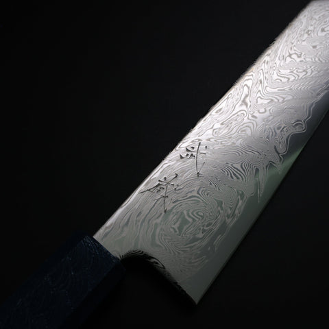 Bunka SLD Nickel en Vagues Damas Manche Urushi Bleu 170mm-[Musashi]-[Couteaux de cuisine japonais]