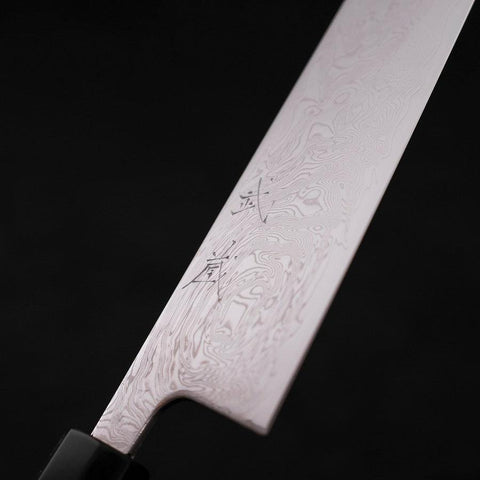 Bunka SLD Wave Nickel Damas Manche en Buffle et Ébène 170mm-[Musashi]-[Couteaux de cuisine japonais]