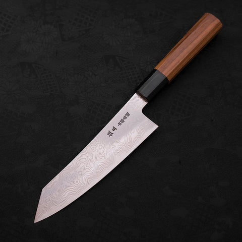 Bunka Silver Steel #3 Damas Manche en Buffle et Bois de Teck 180mm-[Musashi]-[Couteaux de cuisine japonais]