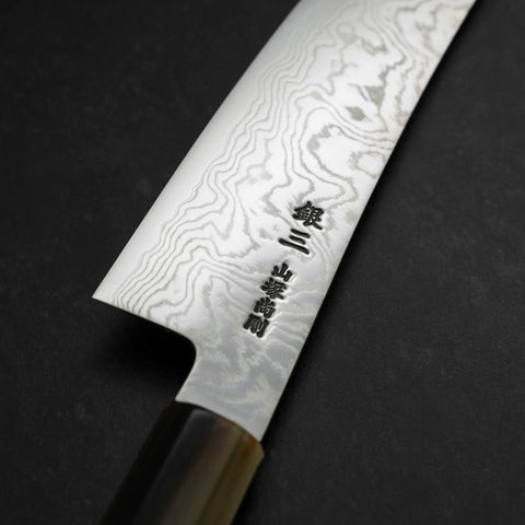 Bunka Silver Steel #3 Damas Manche en Buffle et Turquoise 180mm-[Musashi]-[Couteaux de cuisine japonais]