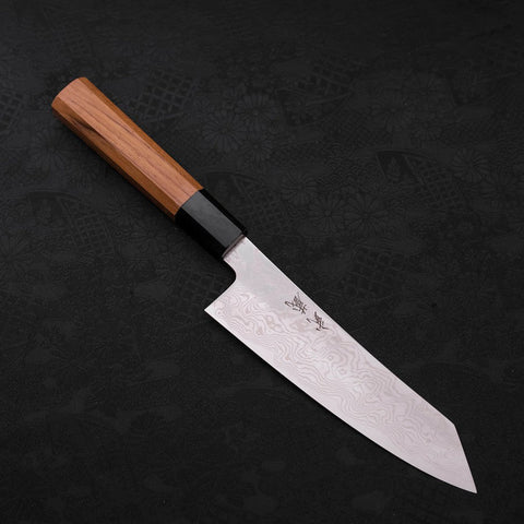 Bunka Silver Steel #3 Damas Manche en Buffle et bois de Teck 180mm-[Musashi]-[Couteaux de cuisine japonais]