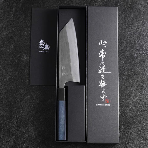 Bunka Silver Steel #3 Nashiji Damas Manche Urushi Bleu 175mm-[Musashi]-[Couteaux de cuisine japonais]