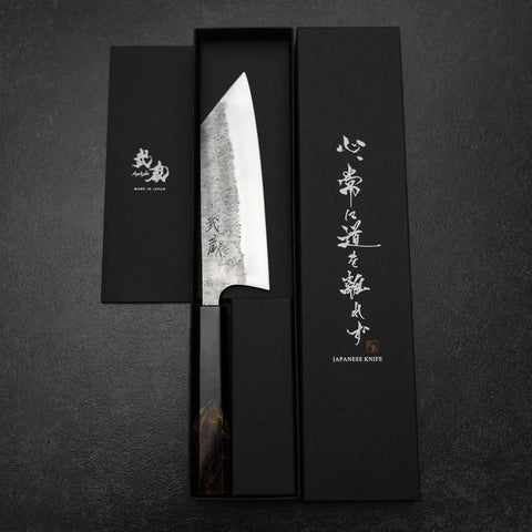 Bunka Silver Steel #3 Nashiji Manche Urushi Brûlé 170mm-[Musashi]-[Couteaux de cuisine japonais]