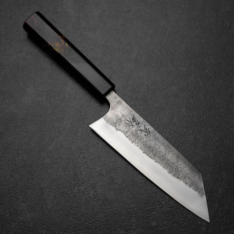 Bunka Silver Steel #3 Nashiji Manche Urushi Brûlé 170mm-[Musashi]-[Couteaux de cuisine japonais]