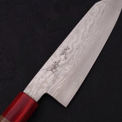 Bunka Silver Steel #3 Nickel Damas Manche en Noyer Rouge 170mm-[Musashi]-[Couteaux de cuisine japonais]