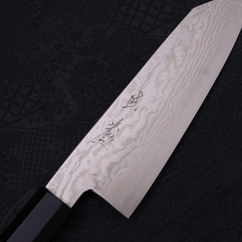 Bunka Silver Steel #3 Nickel en Vagues Damas Manche en Buffle et Ébène 170mm-[Musashi]-[Couteaux de cuisine japonais]
