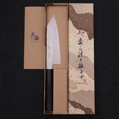 Bunka Silver Steel #3 Nickel en Vagues Damas Manche en Buffle et Ébène 170mm-[Musashi]-[Couteaux de cuisine japonais]