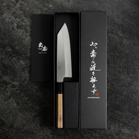 Bunka Silver Steel #3 Polished Buffalo Walnut Handle 170mm (6.7”)-[Musashi]-[Japanese-Kitchen-Knives]