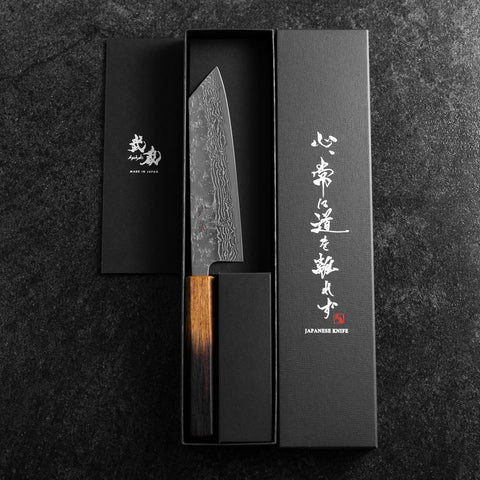 Bunka Sweden Stainless Steel Nashiji Washi Damas Manche Yaki Urushi 170mm-[Musashi]-[Couteaux de cuisine japonais]