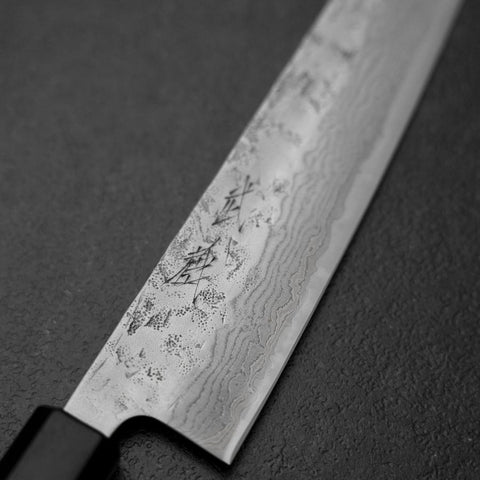 Bunka Sweden Steel Nashiji Washi Damas Manche en Noyer et Bois de Rose 170mm-[Musashi]-[Couteaux de cuisine japonais]