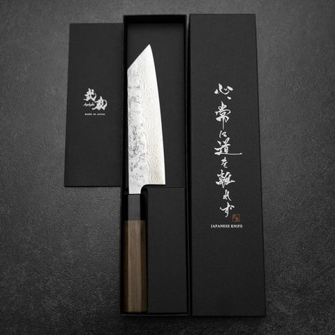 Bunka Sweden Steel Nashiji Washi Damas Manche en Noyer et Bois de Rose 170mm-[Musashi]-[Couteaux de cuisine japonais]