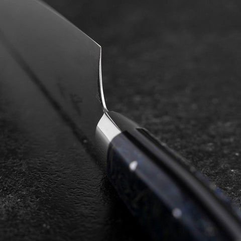 Bunka VG-10 Damas Manche Occidental Bleu Pétale de Fleur 185mm-[Musashi]-[Couteaux de cuisine japonais]