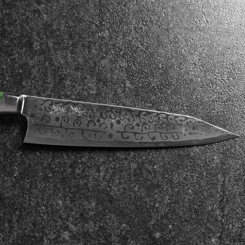 Bunka VG-10 Damas Manche Occidental Vert Pétale de Fleur 185mm-[Musashi]-[Couteaux de cuisine japonais]