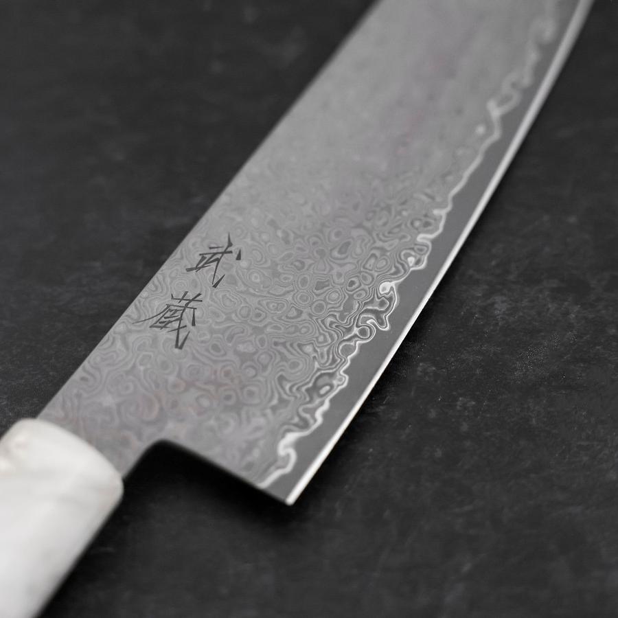 Bunka VG-10 Damas Manche Océan Blanc Noir et Or 165mm-[Musashi]-[Couteaux de cuisine japonais]