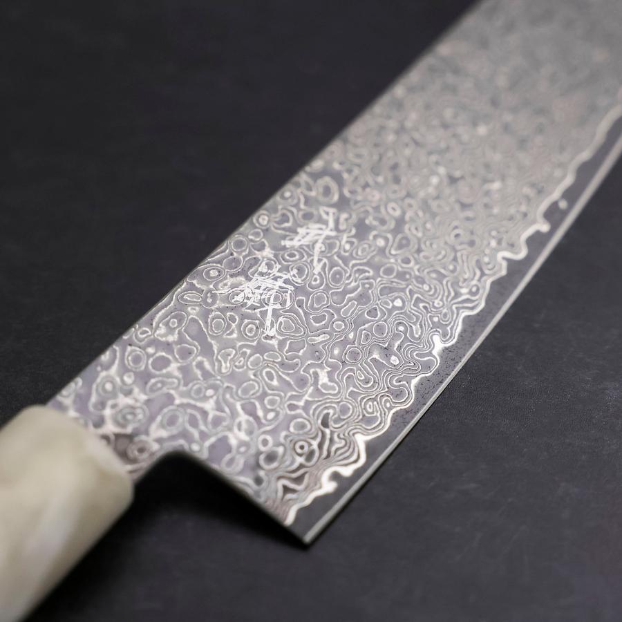 Bunka VG-10 Damas Manche Océan Blanc et Bleu 180mm-[Musashi]-[Couteaux de cuisine japonais]
