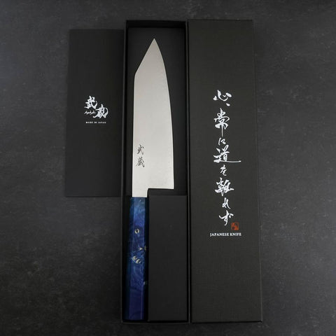 Bunka VG-10 Damas Manche en Bois de Bouleau Bleu 180mm-[Musashi]-[Couteaux de cuisine japonais]