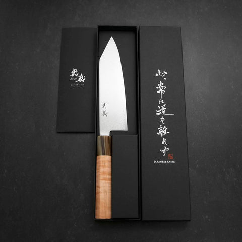 Bunka VG-10 Damas Manche en Buffle et Érable Rose 180mm-[Musashi]-[Couteaux de cuisine japonais]