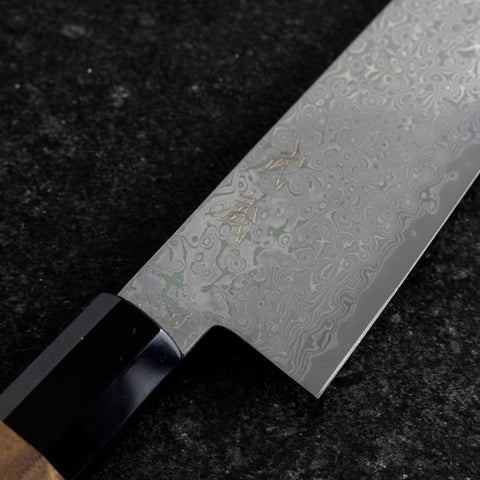 Bunka VG-10 Damas Manche en Buffle et Noyer 180mm-[Musashi]-[Couteaux de cuisine japonais]