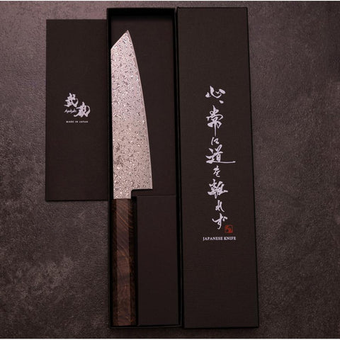 Bunka VG-10 Damascus Brown Birch Handle 180mm-[Musashi]-[Couteaux de cuisine japonais]