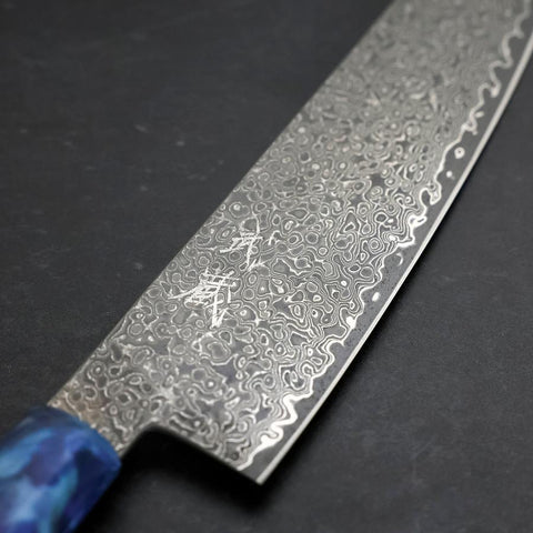 Bunka VG-10 Damascus Ocean Blue Handle 180mm-[Musashi]-[Japanese-Kitchen-Knives]