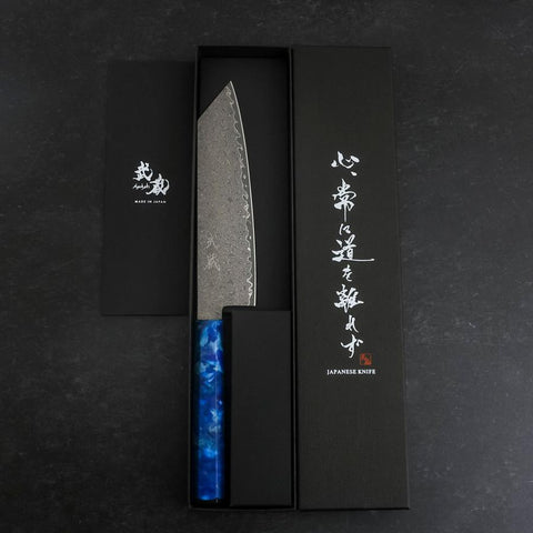 Bunka VG-10 Damascus Ocean Blue Handle 180mm-[Musashi]-[Japanese-Kitchen-Knives]