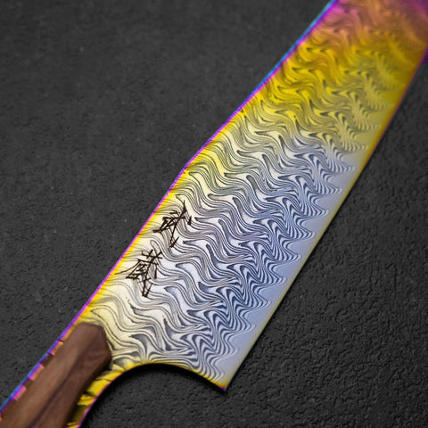 Bunka VG-10 Miroir Damas Manche en Olivier 180mm - Arc-en-Ciel-[Musashi]-[Couteaux de cuisine japonais]