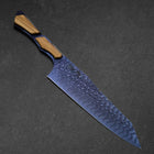 Bunka VG-10 Miroir Damas Manche en Olivier 180mm - Bleu-[Musashi]-[Couteaux de cuisine japonais]